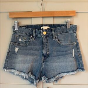 H&M Blue Jean Shorts with Distressed Frayed Hem